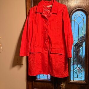 Isaac Mizrahi Red rain spring coat